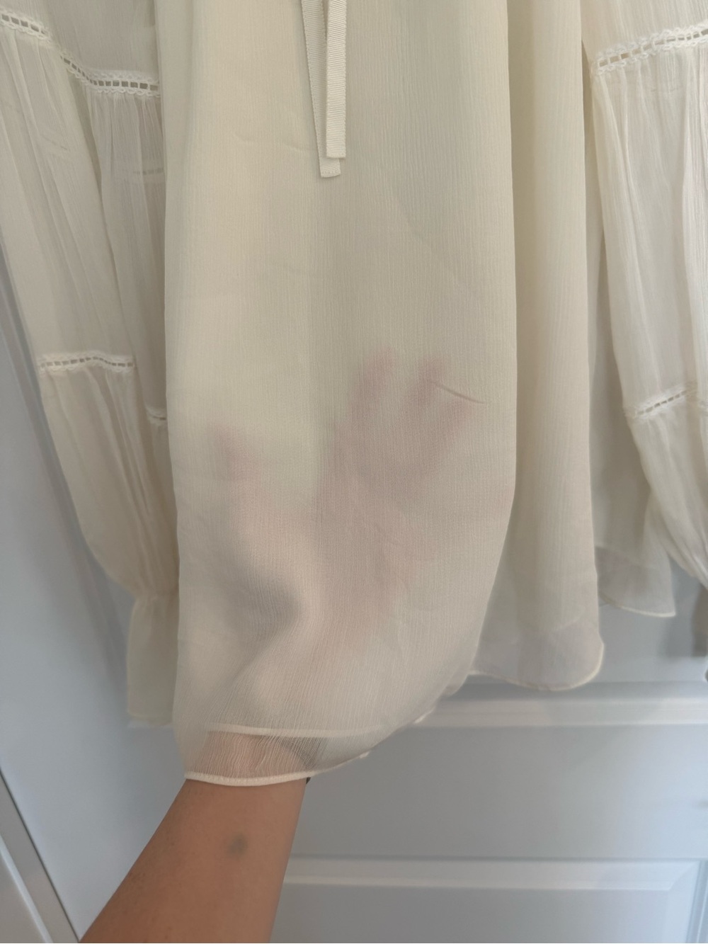 Cinq a Sept White Romy Silk Bell Sleeve Peasant Blouse - Picture 6 of 8